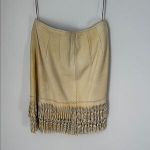 Double D Ranch Tan Fringe Leather Skirt